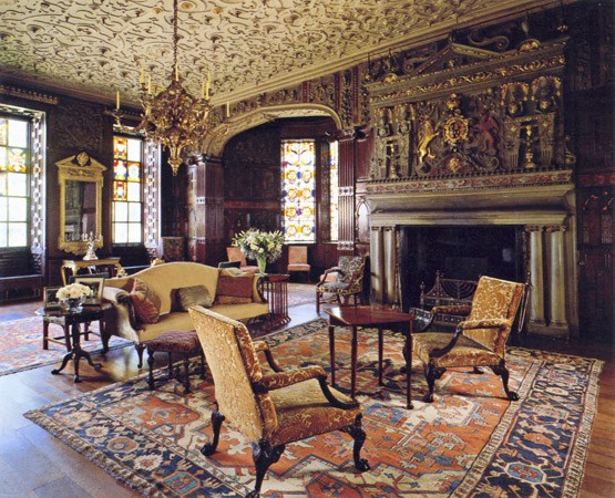 The drawing room is ElizabethanJacobean and highly ornate It would have been used by the Legh family for informal private dining The overmantel portrays the arms of Elizabeth I The early 17th century ceiling contains intricate strapwork